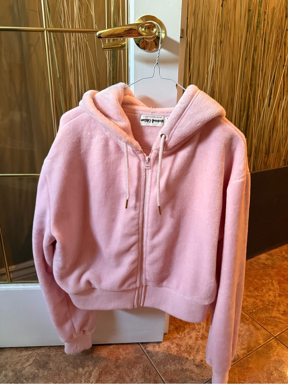 Fluffy Pink Zip-Up Hooded Sweater